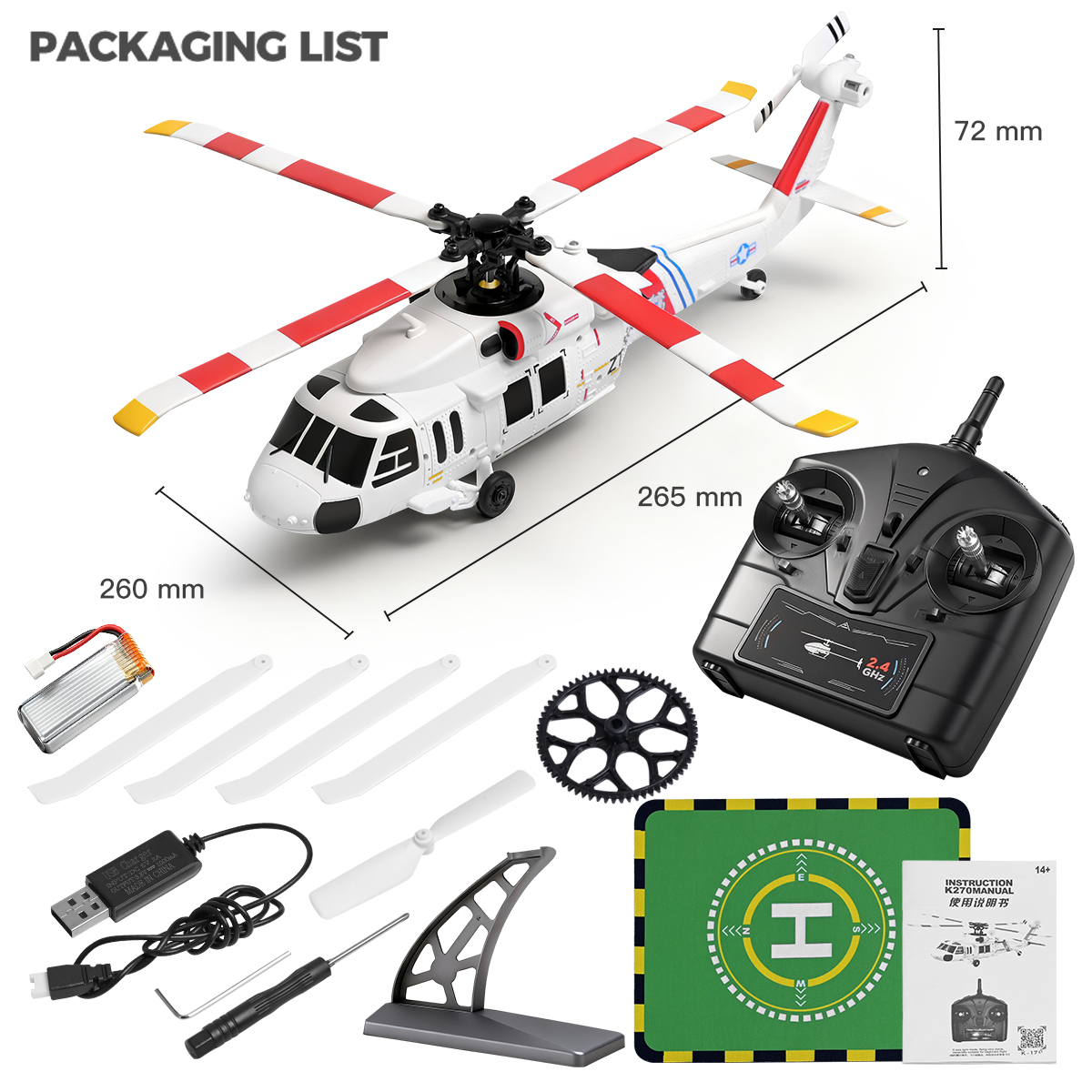 WLtoys K170 K270 UH-60L Brushl - Rc Helicopter Gyro review and price